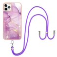 thumbnail image 2 of iPhone 11 Pro Max Case, Allytech Marble Pattern Rubber Slim Fit Lightweight Shoulder Strap Lanyard Anti-scratch Shockproof Heavy Protection Back Cover for Apple iPhone 11 Pro Max, Lightpurple, 2 of 4