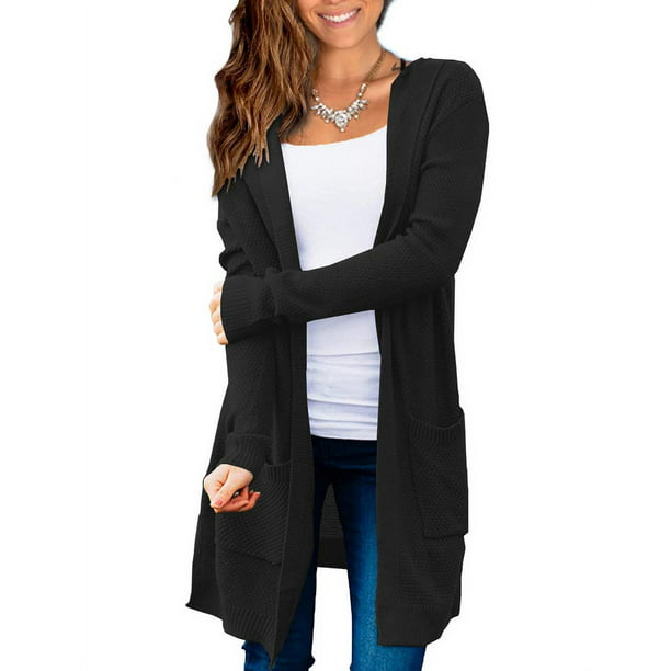FOLUNSI Women's Open Front Cardigan Hoodie Sweaters with Pockets S-XL ...