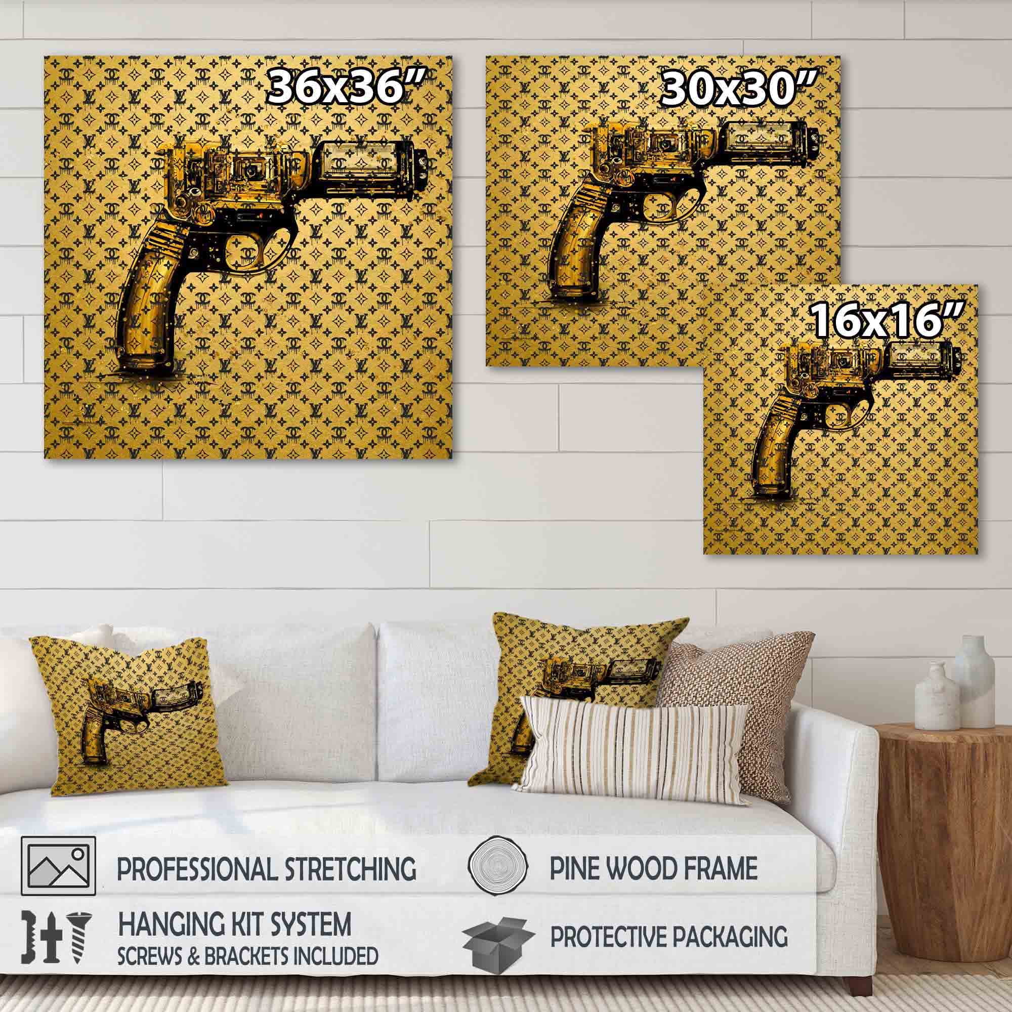 Designart Gold Designer Pistol I Canvas Wall Art
