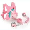 thumbnail image 2 of 3 in 1 Toddlers Leash + Anti Lost Wrist Link Child Kids Safety Harness Kids Walking Wristband Assistant for Girl Pink Christmas Gift（Rainbow Horse）, 2 of 5