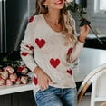 thumbnail image 5 of 2023 Womens Long Sleeve V Neck Sweater Blouses T Shirt heart Print Sexy Casual Tops Tee Loose Elegant Shirts, 5 of 8