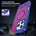 thumbnail image 6 of ELEHOLD for iPhone 16 Pro Max Case,Compatible with Mag Safe Accessory,Magnetic Heavy Duty Drop Protection Invisible Kickstand Rugged Military-Grade Protective Phone Case ,Blue+Rose, 6 of 7