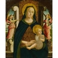 thumbnail image 2 of Giovanni Mazone 15x18 Gold Ornate Wood Frame and Double Matted Museum Art Print Titled - Madonna and Child Enthroned with Two Angels, 2 of 4