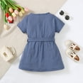 thumbnail image 3 of NZRVAWS 4T Toddler Baby Girls Summer Dress 4T Girls Short Sleeve Dress Solid Color Dress Blue, 3 of 7