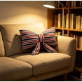 thumbnail image 5 of Homellea Patriotic Bow Throw Pillow, 24 x 14 Inch Red White Blue Striped Decorative Accent Cushion with Velvet Back and Polyester Fill for Couch, Sofa, Bed and Home Decor, 5 of 7