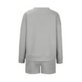 thumbnail image 7 of Kaemgyyd Women's Two Piece Lounge Sets Fall Long Sleeve Pullover Top and Shorts Matching Outfits Texture Tracksuit, 7 of 7