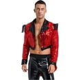 thumbnail image 2 of TiaoBug Men's Sparkly Sequin Tailcoat Jackets Circus Ringmaster Showman Costume Red XXL, 2 of 6