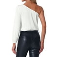 thumbnail image 3 of INSPIRE CHIC One Shoulder Bodysuit for Women's Long Sleeve Casual Ribbed Body Suits, 3 of 5