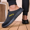 thumbnail image 3 of Men's Backless Slip On Sneakers Walking Shoes Lightweight Close Toes Sandals with Arch Support Breathable Canvas Clogs Black Size 9, 3 of 6