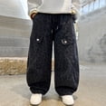 thumbnail image 2 of JAJAHO Boys Leopard Cargo Baggy Pants Loose Fit Wide Leg Trousers Elastic Drawstring For Kids Teens 4-16 Years Cozy Trousers, 2 of 6