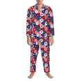 thumbnail image 3 of Fuzoiu American Stars2 Print Men's Long-Sleeved Pajama,Lounge Button Down Nightwear,Mens Notch Collar Pajama Set -Medium, 3 of 7