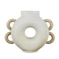 thumbnail image 6 of DecMode 13" Geometric Round Speckled Cream Resin Vase with Woven Inspired Arched Handles and Cutout Opening, 6 of 10