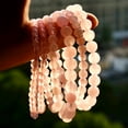 thumbnail image 2 of Natural Stone Rose Quartz Round Beads Elastic Bracelet Bohemian Women's Fashion Charm Summer Holiday Beach Handmade Jewelry, 2 of 6