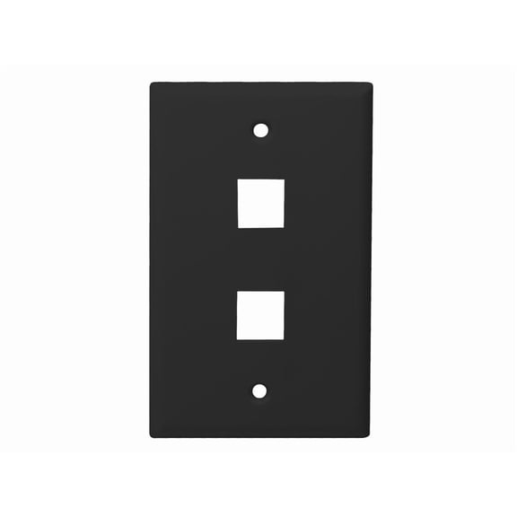 Monoprice Mid-Size Keystone Plate 2 Port, Black, UL