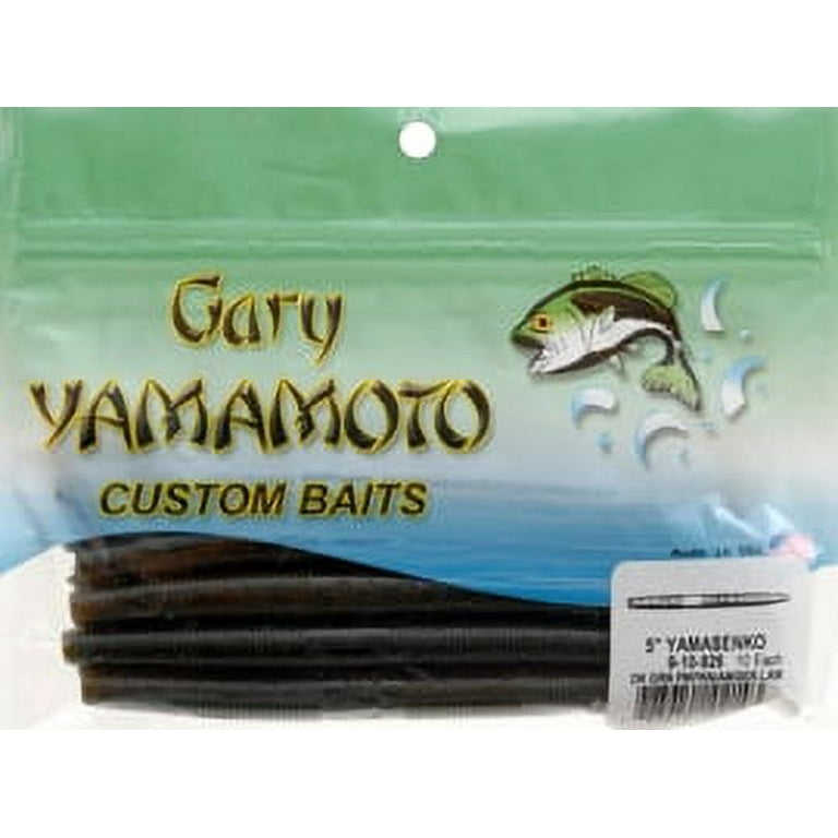Gary Yamamoto Custom Baits 5 Senko Worm, Dark Green Pumpkin Amber