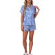 thumbnail image 2 of Conjuntos de pijama para mujeres INSPIRE CHIC, camisa de botones y pantalones cortos, 2 piezas de ropa de dormir de satén sedoso, L azul, 2 of 6