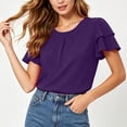 thumbnail image 3 of GigrtiJin Womens Short Sleeve T Shirts Pleated Baggy Basic T Shirts Casual Outdoor Pull On Round Neck Cropped Tees for Womens, 3 of 7