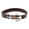 Arista Men's Anchor Bracelet with Adjustable Strap Brown Leather Stainless Steel, 8.5"