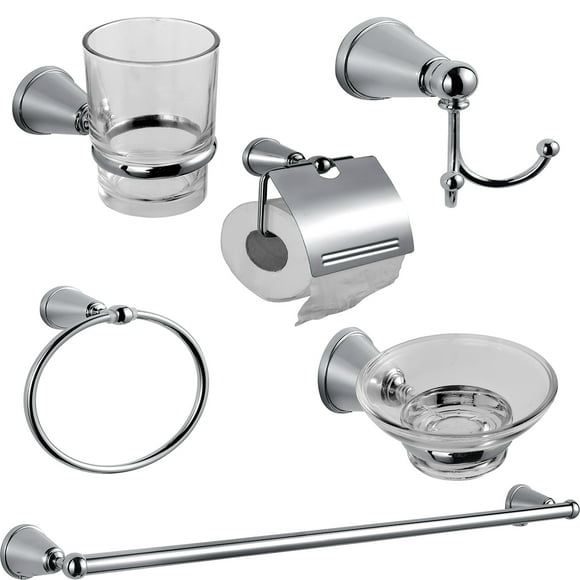 Juego De 6 Accesorios Para Baño Alfa Metálico Cromado Zinc Y Acero Inox Old Antique
