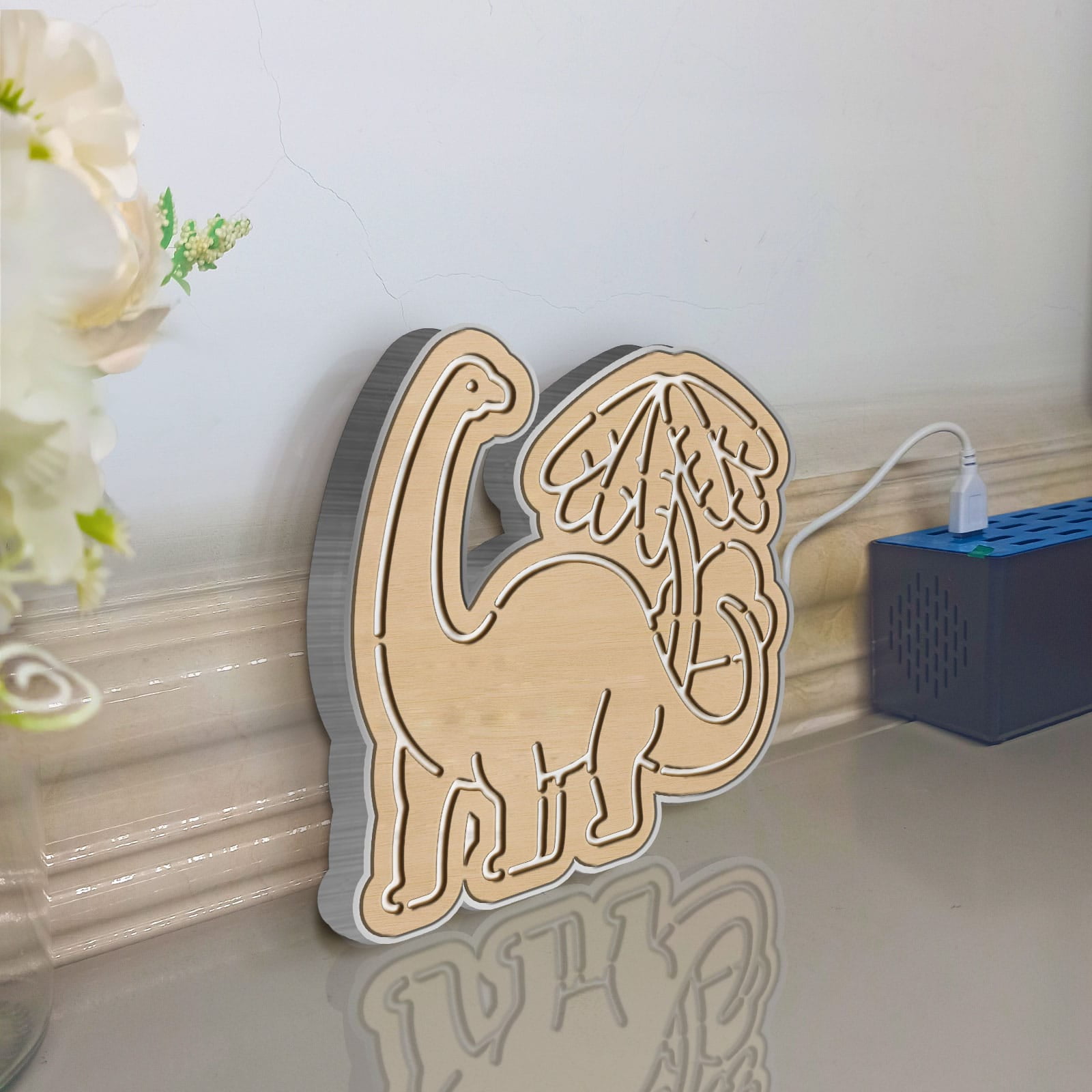 Dinosaur Led Light Box, Dimmable Neon-Like Light Signs USB Power for Wall Decor Bedroom Decoration, Static Light (WxH) 16"x15"