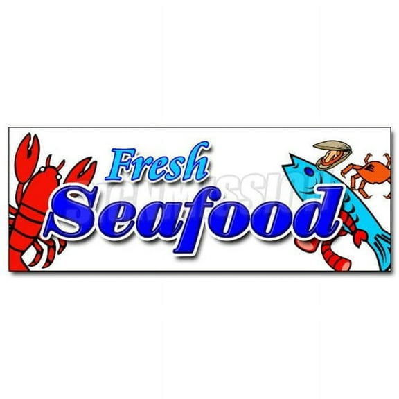 SignMission 12 in. Fresh Seafood Decal Sticker - Fish Market Shrimp New S