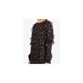 thumbnail image 3 of RALPH LAUREN Womens Black Ruffled Sheer Floral Long Sleeve Crew Neck Below The Knee Sheath Dress 10, 3 of 4
