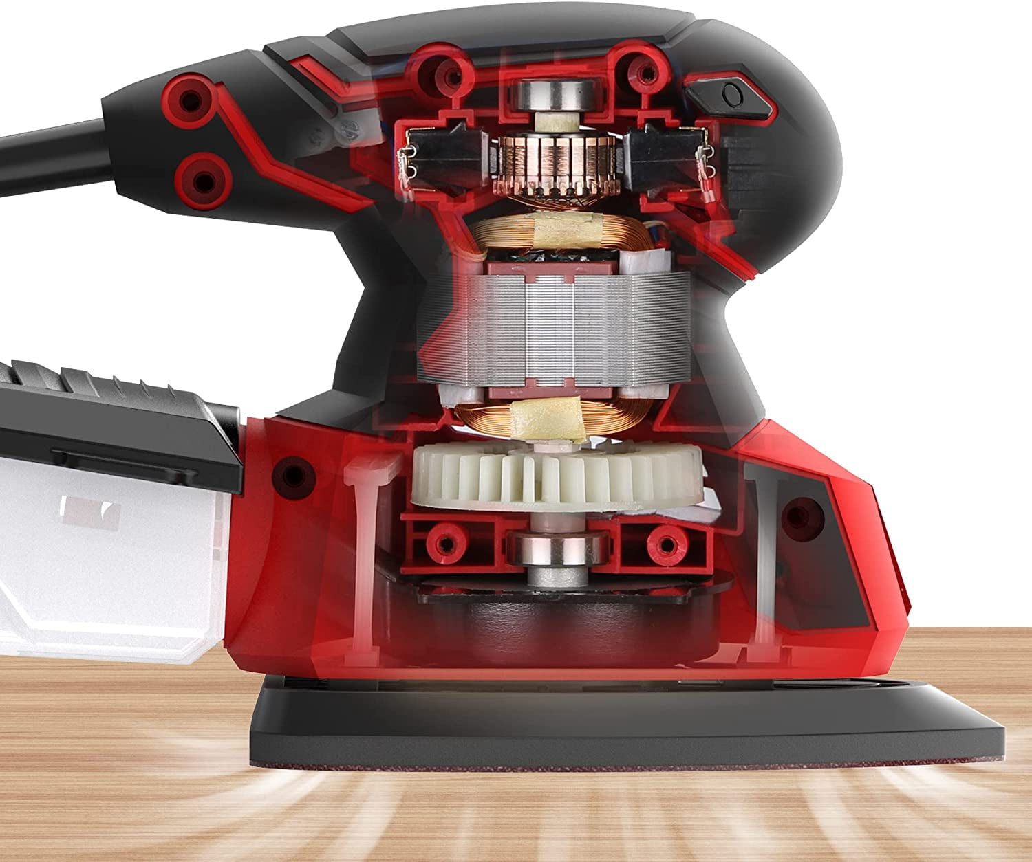 POPULO Detail Sander Palm Sander,14,000 OPM Electric Detail Sander with 12 Pieces Sandpapers, Power Sander with Dust Box for Woodworking