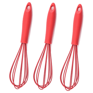 Walfos 8.5 Red Silicone Whisk Stainless Steel Wire Whisk Heat Resistant  Kitchen Whisks for Non-Stick Cookware Balloon Egg - AliExpress