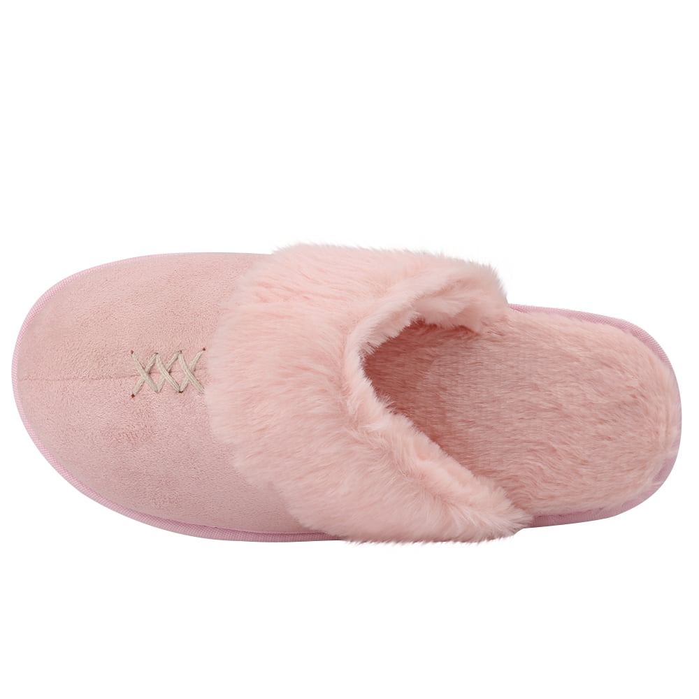 Women's Comfy and Soft Slip-On Plush Luxury Spa Slippers With Closed Toe (Pink) (US Women's Size 10)