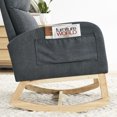 thumbnail image 6 of 27.6"W Modern Accent Chair with High Backrest, Lounge Rocking Chair with Side Pockets & Armrests, Upholstered Glider Chair with Solid Wood Base for Bedroom & Living Room, Dark Grey, 6 of 7