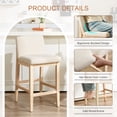 thumbnail image 6 of Zesthouse 25.8" Modern Bar Stools Set of 2, Wooden Counter Height Barstools with Back, Upholstered Linen Counter Stools with Natural Solid Wood Legs for Kitchen Island, Beige, 6 of 11