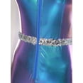 thumbnail image 6 of YiZYiF Womens Metallic Shiny 70s 80s Disco Outfit V neck Sleeveless Bell Bottom Dance Jumpsuit Blue S, 6 of 7