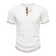 thumbnail image 4 of Ceisia Men's Slim Fit Short Sleeve Henley Neck Rib Knit T-Shirt with Contrast Trim White XXL Gifts, 4 of 8
