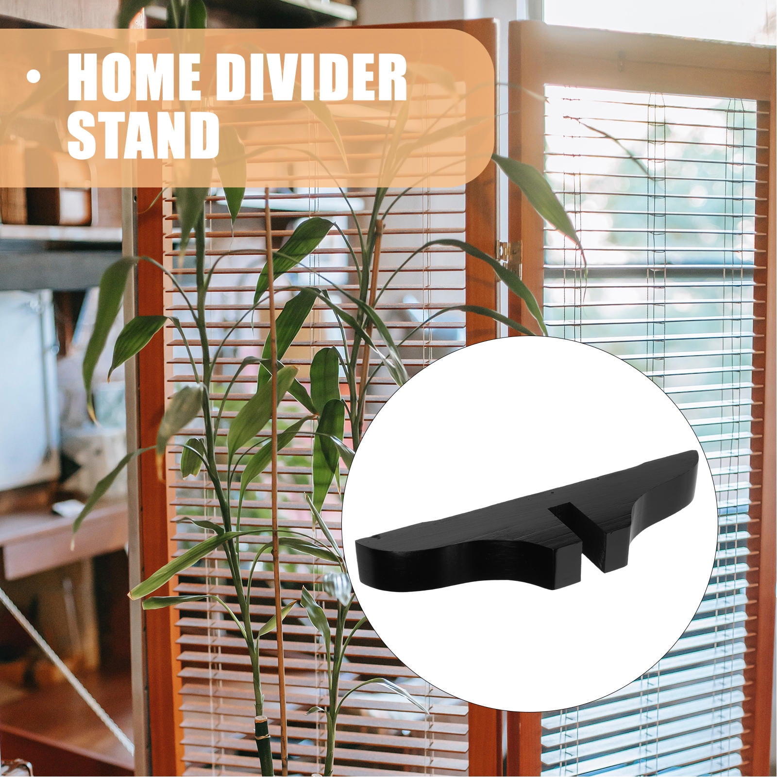ETHZZLE 2Pcs Room Divider Panel Base Room Divider Display Stand Black Wood 11.6x3.1x1.4in
