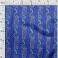 thumbnail image 3 of oneOone Popeline de Coton Bleu Tissu Feuilles Matière de Robe Tissu Imprimé Tissu au Mètre 42 Pouces de Large, 3 of 4