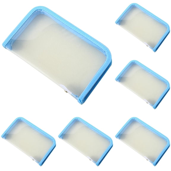 Pencil Pouch - Canvas Pen Bag - Zippered Stationery Organizer - 5-Pack - Blue