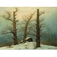 thumbnail image 2 of Friedrich, Caspar David 18x15 Black Ornate Wood Framed with Double Matting Museum Art Print Titled - Cairn in Snow, 2 of 4