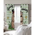 thumbnail image 4 of Groundhog Day Blackout Curtains for Bedroom Living Room Darkening Curtains 63 Inches Long Green Plaid Spring Botanical Star Yellow Window Curtain 2 Panels Set Window Treatment Grommet Drapes 42"x63", 4 of 9