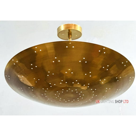6 Light Elegant Perforered Ceiling Flushmount Light - Pendant Mid Century Modern Raw Brass Sputnik Chandelier light Fixture - Flush Mount