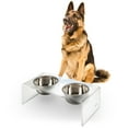 thumbnail image 6 of THE LICKER STORE Keaton 7.5" Medium/Large Modern Acrylic Rectangular Elevated Pet Feeder with 54oz 2-Stainless Steel Bowls, Moon White/Chrome, DBL2001K, 6 of 7