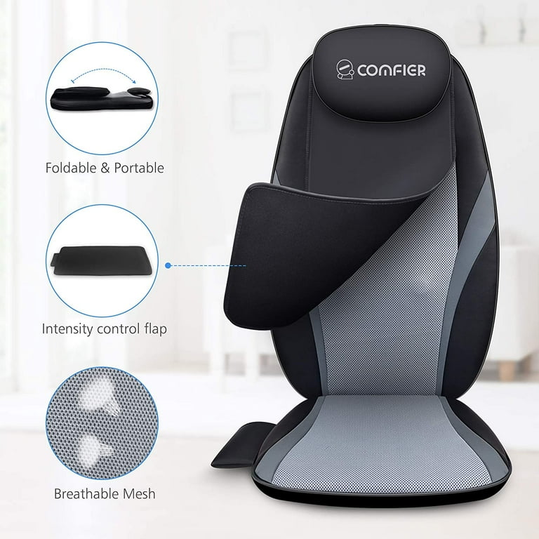 Comfier Vibration Massage Seat Cushion,Back Massager with Heat - 2206g, Size: One size, Gray