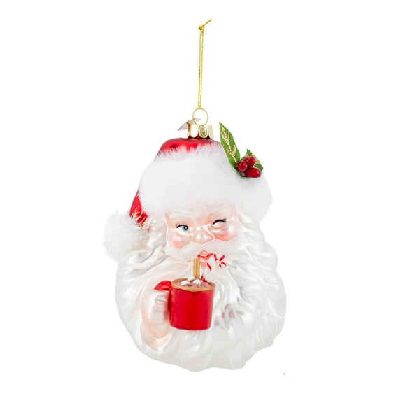 Noble Gems‚Ñ¢ Glass Santa With Cocoa Mug Ornament