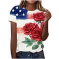 thumbnail image 2 of Qingpeng 4th of July Patriotic T Shirts for Women Summer Star Print Shirts Women's Independence Day Short Sleeve Casual Tee Tops, 2 of 6