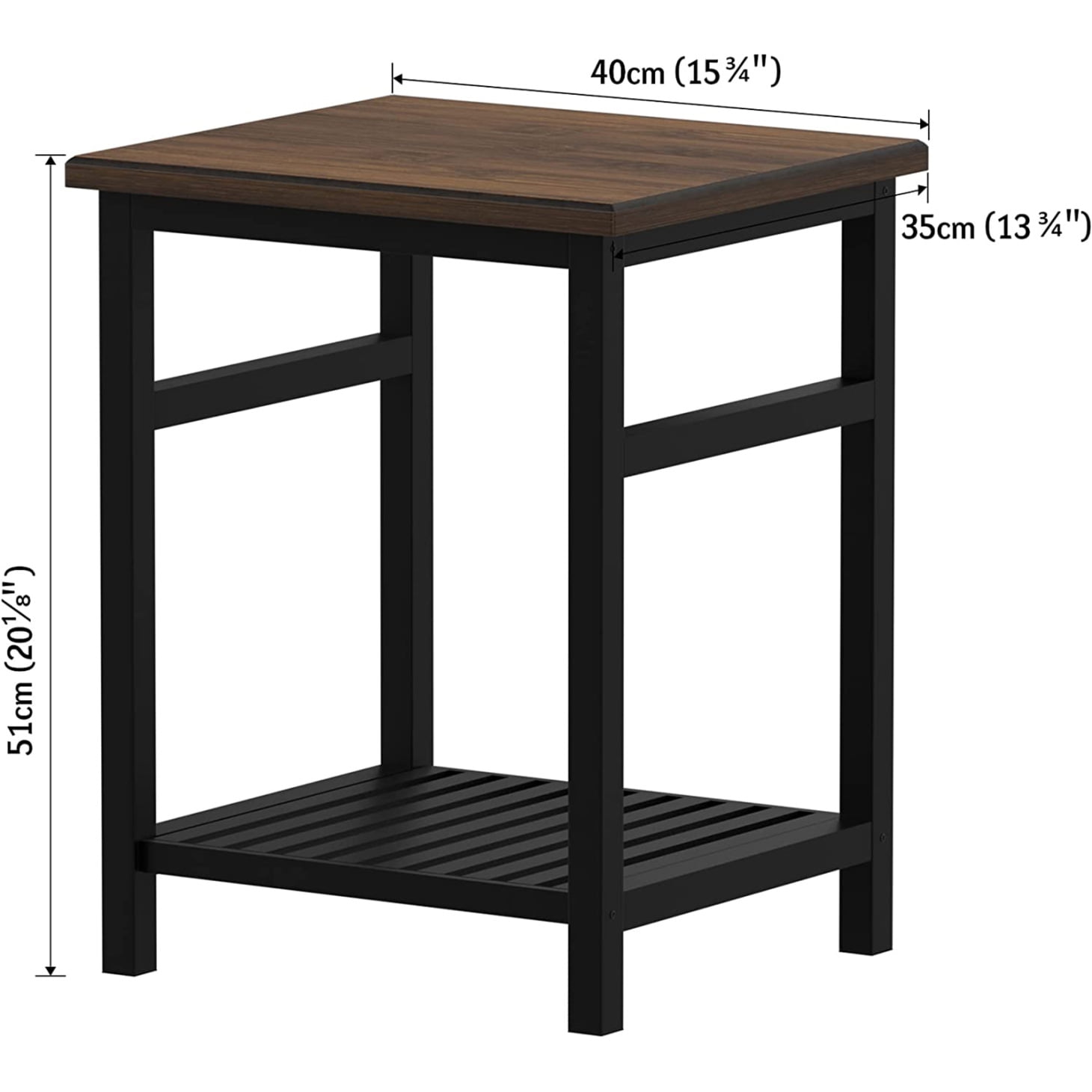 20 Inch High Side Table End Table 2 Tier Bamboo Night Stand