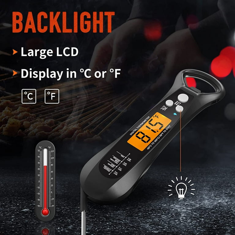  Meat Thermometer, YAKAON Upgraded Instant Read, 2-in-1 Ultra  Fast Digital Meat Thermometer for Cooking, Oven Safe Food Thermometer with  Backlight, Magnet, Calibration for Deep Fry, BBQ, Grill, Turkey: Home &  Kitchen