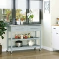 thumbnail image 2 of Topcobe Kitchen Island with Stainless Steel Top, Traditional Kitchen Island with Storage, 2-Tier Open Shelves, Drawers, Modern Furniture, Kitchen Island Carts for Indoor, Light Gray, 2 of 11