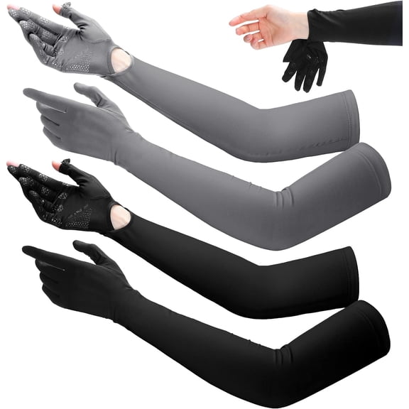 BlinkLLX 2 Pairs Women UV Long Sun Protection Gloves Touchscreen Arm Sun Driving Gloves UPF 50 for Outdoor Sports Cycling