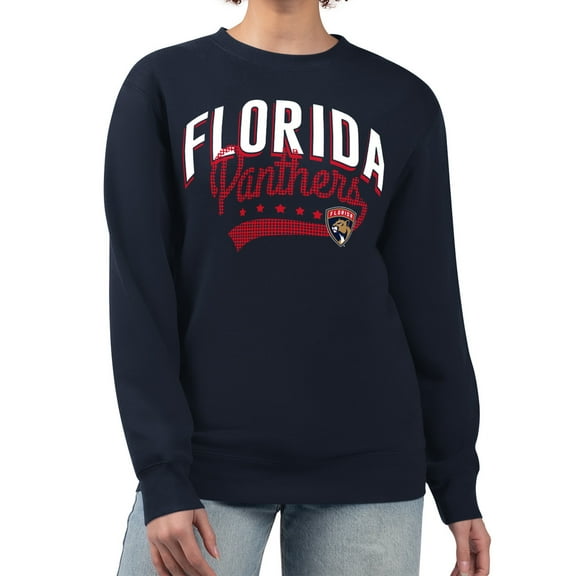 Women's G-III 4Her by Carl Banks Navy Florida Panthers Filigree Team Graphic Fleece Pullover Sweatshirt