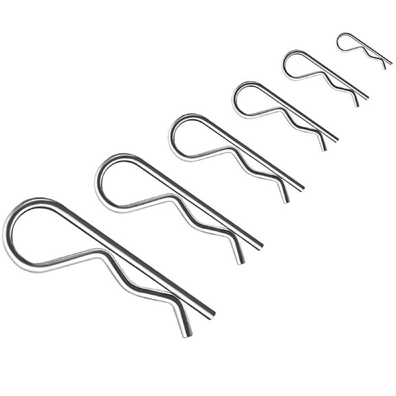 TALENO Cotter Pin Assortment Kit Steel Zinc Plated R Clip Cotter Pins Hitch Pin Clip Set Split Pin Fastener Clips for Car Mechanics Lawn Mowers Trucks Tractors Repair 100 PCS