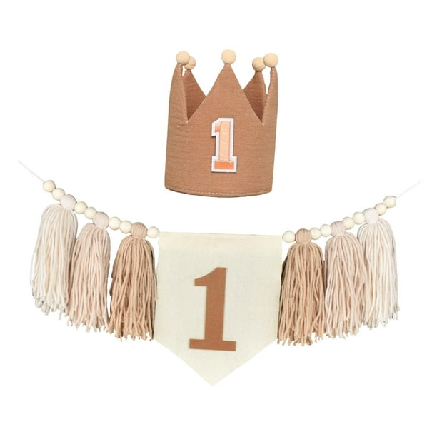 Cuerda para pancarta de silla alta de 1.er cumpleaños, 200 cm, decoración para fiesta de primer cumpleaños marrón
